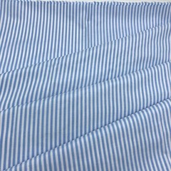 1/8″ Light Blue and White Striped Fabric Lightweight Polycotton 57″W x 36″L