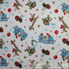 BonEful FABRIC FQ Cotton Quilt Gray White Gingham Check DUMBO Elephant Movie Kid
