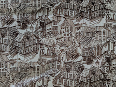 1 1/4 yds. FABRIC – TWO WAY POLY STRETCH Soft Fabric Medieval Village BROWN/TAN