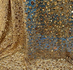 Yellow Gold Beaded Sequins Embroidery Bridal Lace Fabric 50” Width Sold By Yard