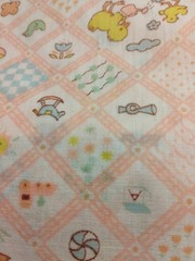 VTG Pink Baby Toddler Nursery Themed Pastel Farm Miniature Print 44″x54 “
