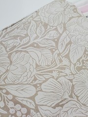 Figo Fabric Floral White Taupe Cotton Linen Blend Quilt Cream FAT QUARTER