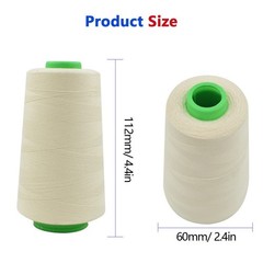 Raw White All Purpose Cotton Thread – 3 Spools, 40/2 Connecting Threads