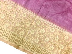 Pure Tussar Sari, Silk Fabric 5 Yard, Recycled Natural Vintage Fabric TSS3286