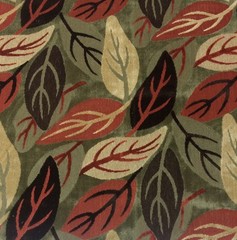CLARENCE HOUSE LAURELWOOD BROWN RED LEAF MODERN LINEN VELVET FABRIC 1 YARD 49″W