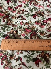 Cotton Material With Red Butterflies And Cardinals 45” Long