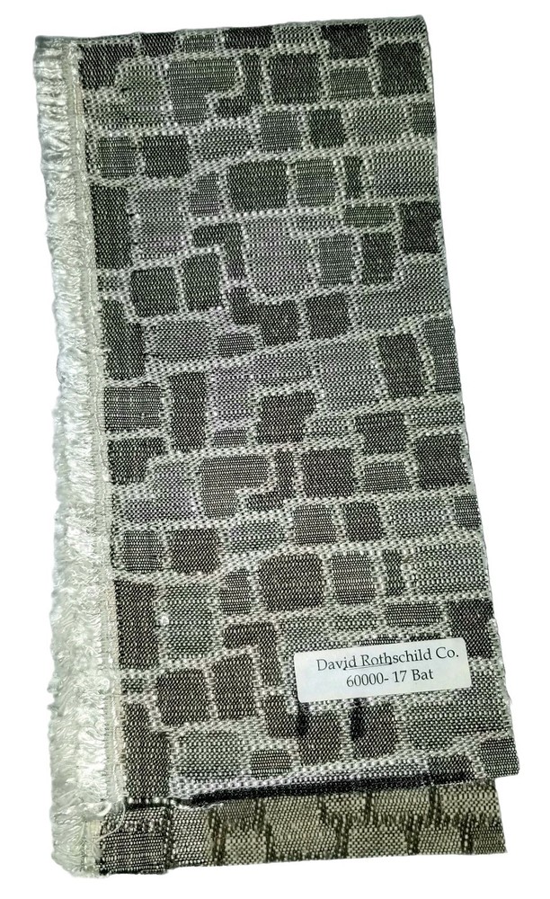 Upholstery Fabric Swatch Medium Gray w/ Ecru 18.25″ X 4″ #17 Bat Quilting Cutout