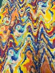 FUSION BY JEFFREY MARC Blue Orange 1 yard 100% Cotton Fabric Free Ship SBB