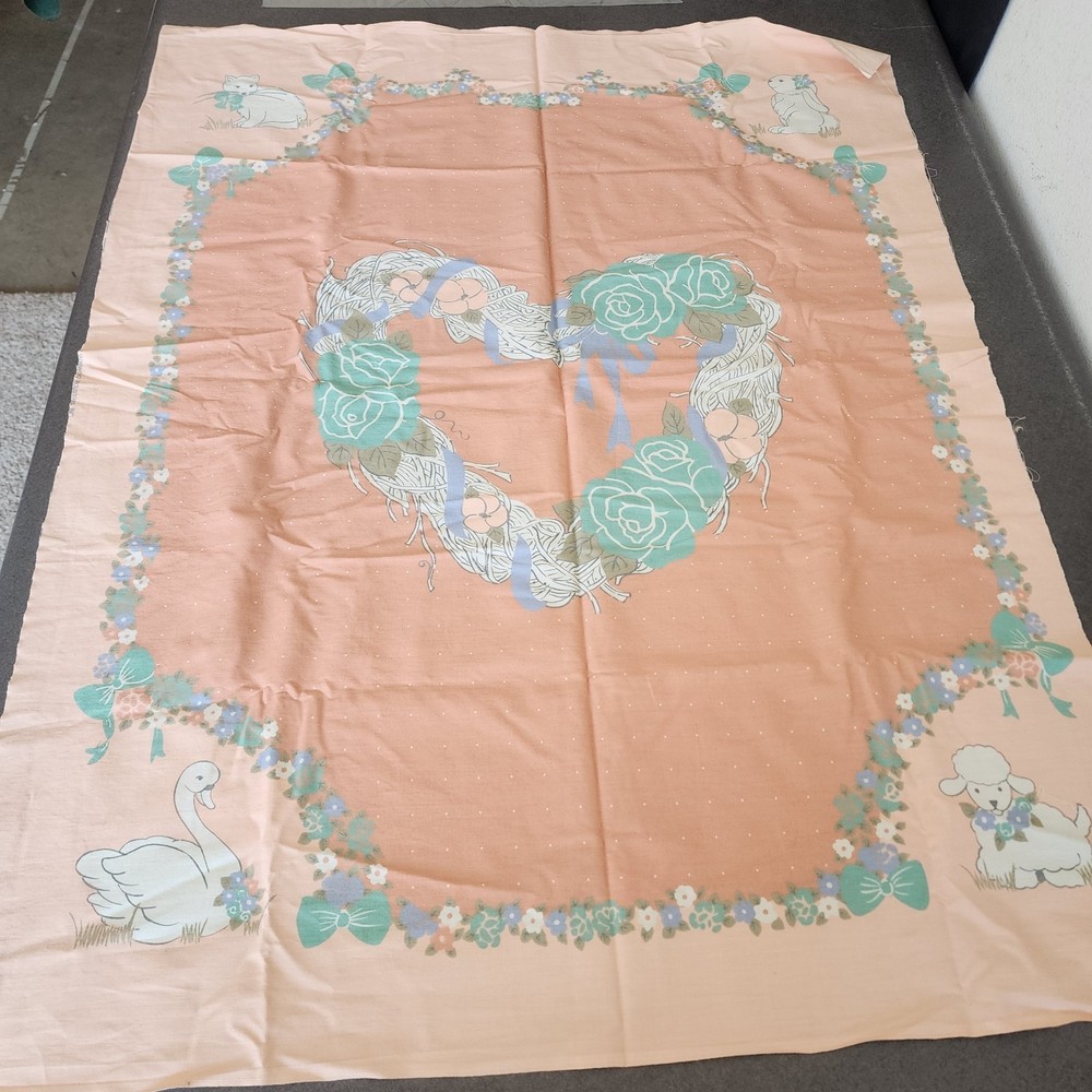 Vintage Weilwood Industries Nursery Crib Quilt Fabric Panel – Country Animals…