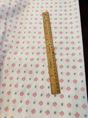 Vtg Country Pink Hearts Blue Tulips Cream Cotton Fabric Quilt Sew Folksy 36×45