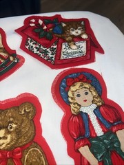 VTG Christmas Fabric Pillow Cut Out Ornaments Ready To Sew And Stuff Lot Of 10