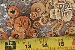 By 1/2 Yd, Vintage, Brown Gold Tan Buttons, P&B/Sampou/”Victorian Wheeling”,V870