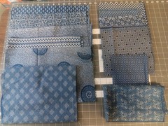Washed Indigo Fabric 12 Pieces 6″-15″ Long Da Gama Textiles Varied Patterns New
