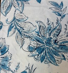 Richloom blue and ivory floral home decor fabric 2 pieces each is 59″ x 55″w