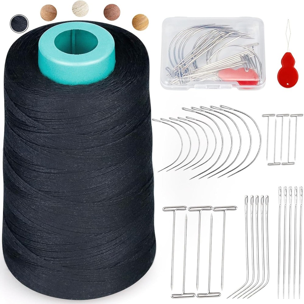 FIVEIZERO 900 Yards Hair Extension Thread Sewing Threads Weave Black