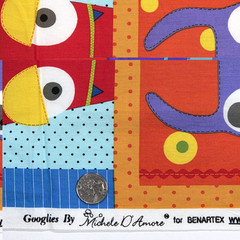 Googlies Monsters Cheater Quilt Blocks Juvenile Cotton Fabric Benartex 1.5 YDS