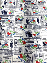 I Like You America Apple Nostalgic Newspaper Collage Cotton Fabric BTHY #63