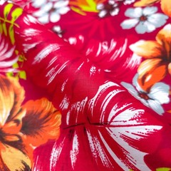 Red Tropical Hawaiian Print Poly Cotton Fabric Aloha Shirt Dress 58″ By The Yard