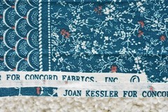 By 1/2 Yd, Vintage, Pink & Cream Calico-Blocks on Blue, Concord, Kessler, V135