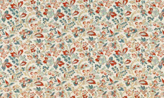 GUELL LAMADRID CURTAIN FABRIC DESIGN Lys 6 METRES COTTON BLEND AQUAMARINE/RED