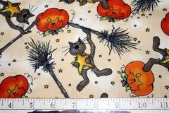 HALLOWEEN CATS AND BROOMS-QUICK AS A WINK FROM MMFAB- 100% COTTON FABRIC