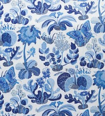 Schumacher Curtain Fabric ‘EXOTIC BUTTERFLY – MARINE’ 6 METRES 100% Linen