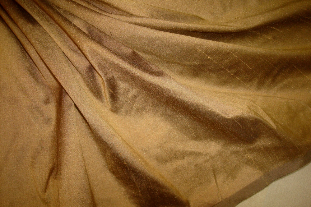 1 of 11 yds Dupioni 100% SILK Fabric Cocoa Brown Clothing Drapery 54″w BTY