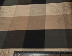 Beige/Black/Gray 4″ Dupioni Shantung Checks 100% Silk 54″ W, By Yard (SD-62845)