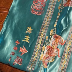 angzhou Silk Brocade Set Turquoise & Pink Phoenix Peony Bedspread Coverlet 84×70