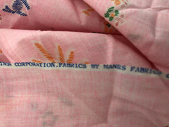 Vtg 1.25 Yd 44WX46L Pink Girls Flowers Stitched Cotton Quilt FABRIC Holly Hobby