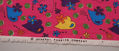 Vintage General Fabrics Company Cotton Fabric Hearts & Flowers Remnants