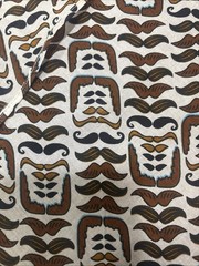 1970s Retro Mustache patterned bandana, Brown White Black Print 11″ x 21″