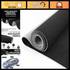 Black Suede Headliner Fabric 96″ x 60″ Foam Backing for Auto Roof, Car, SUV, RV