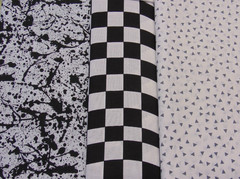 3pc Cotton Fabric Bundle Black White Grey Colors 4+ Yards Total