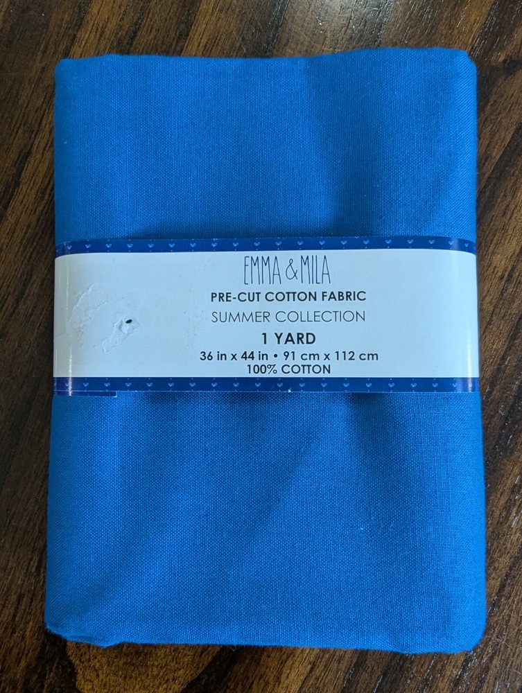 NEW (1) Yard Pre-Cut Emma & Mila Solid Royal Blue Fabric. 100% Cotton.
