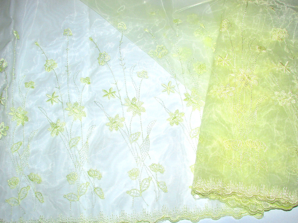 NYLON EMBROIDERED FABRIC 40″ long x 54″ wide very pale yellow (sew rm 3)