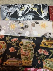Lot of 10 fat quarters Asian Metallic cotton fabric Hoffman, Robert Kaufman