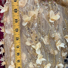 Luxury 3D Floral Embroidered Tulle with Sequins & Beads Design(9 Colors) By the