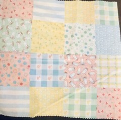 VTG Juvenile Baby Child Cheater Quilt Pastels Bubbles Checks Bottles Bows BTFE