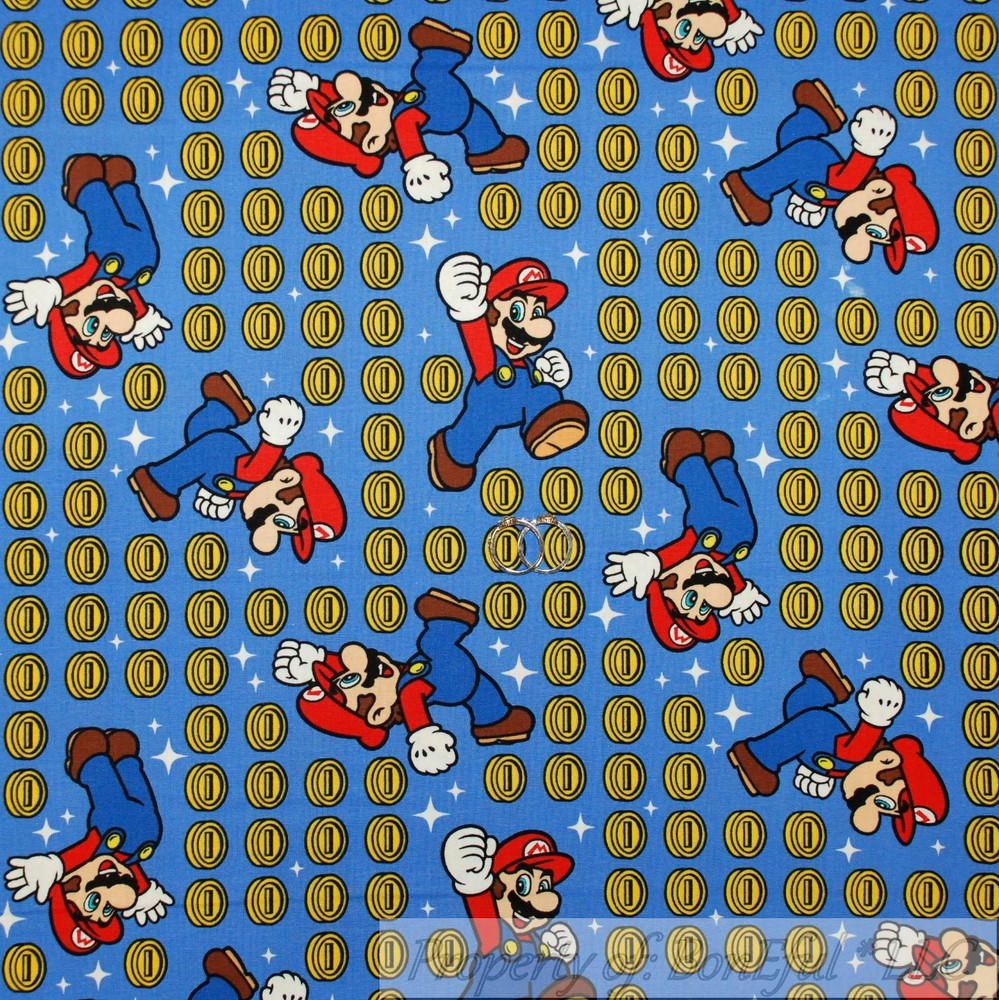 BonEful Fabric FQ Cotton Quilt Super Mario Brothers Nintendo Game Boy Coin Star