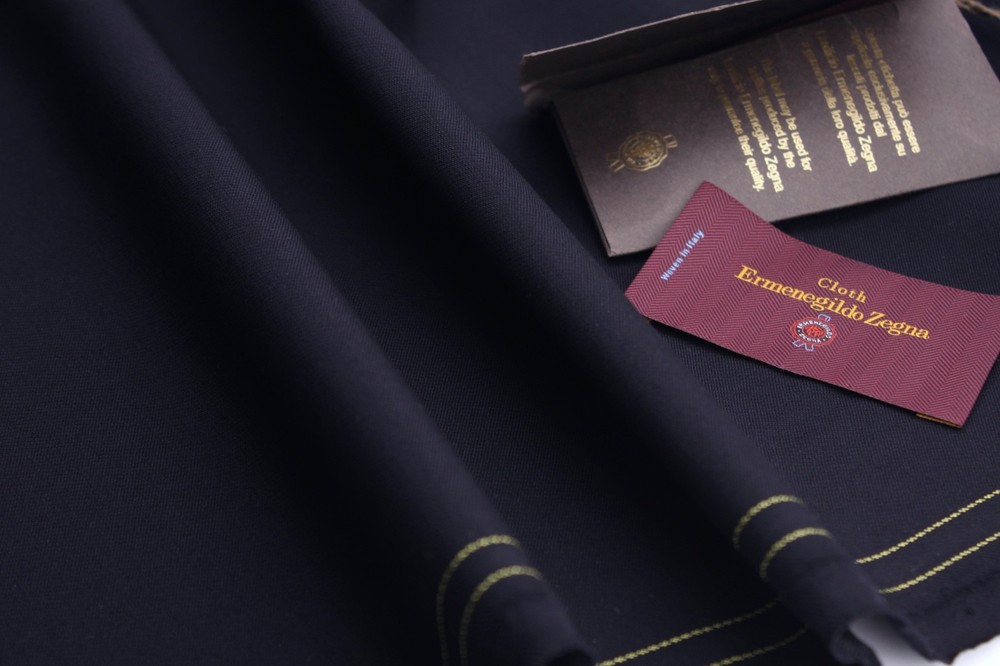 Ermenegildo Zegna Gabardine Wool Suiting Fabric – Midnight Blue – 1.45m Width