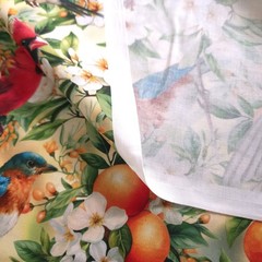 Good Fortune Birds Orange Blossoms Multi Cotton Fabric 44″ By The Yard