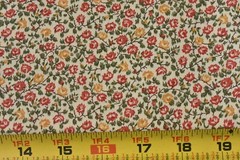 By 1/2 Yd, Vintage, Red Gold Green Calico Quilt Cotton, Classic Cottons, B1638