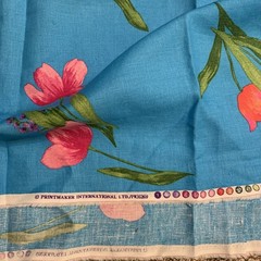 Tulip Print Fabric Printmaker International Fabric 1 3/4 Yds Linen Like (RH)