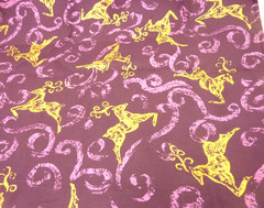 PURPLE AND GOLD REINDEER COTTON BLEND FABRIC REMNANT 44″ W X 39″ L