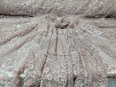Fabric Sold By The Yard Dusty Rose Beaded Lace Floral Flowers Embroidery Mesh