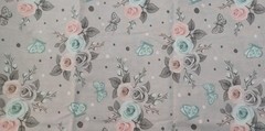 Gray Floral Fabric Cotton 1 pc 3 Yds x 62″ Craft Home