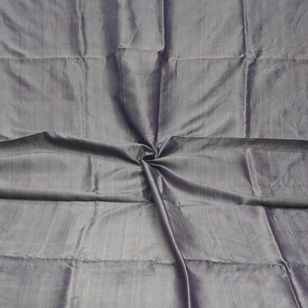 Vintage Gray 100% Pure Silk Handloom Sari Remnant 4YD Craft Fabric Silk Scrap