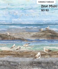 Swept Away Cotton Quilt Fabric by Northcott Seaside Stone 23399-42 Blue Coral