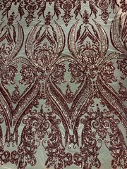 Alaina COPPER Curlicue Sequins on Mesh Lace Fabric by the Yard – 10018